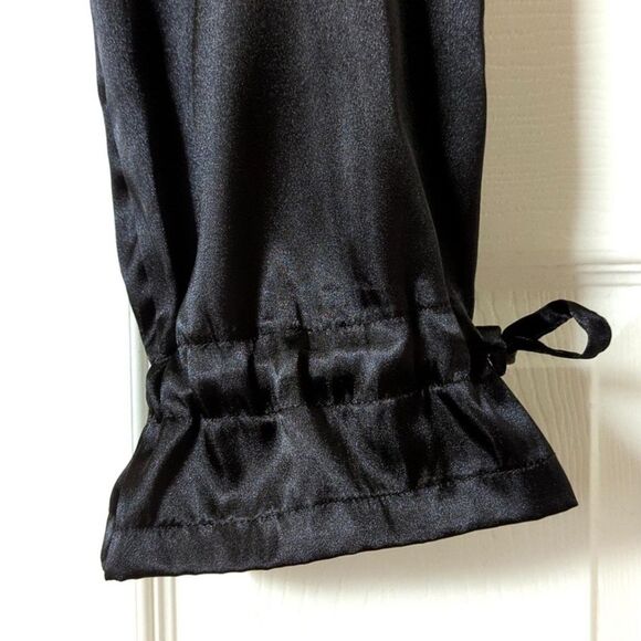 Catalina Satin High Waisted Wide Leg Ankle Cinch Cargo Pants Black Large - Picture 4 of 8